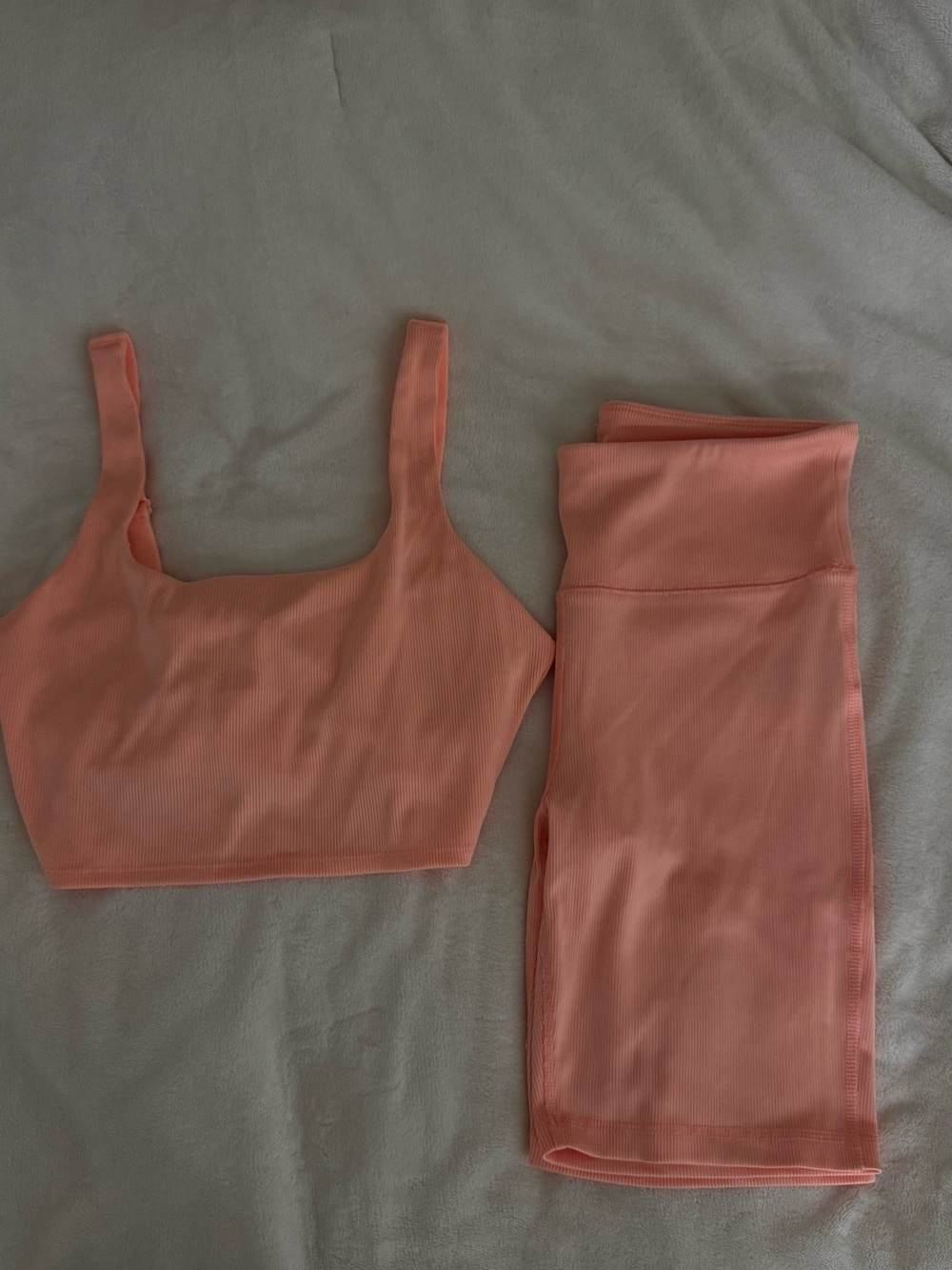 GAP Peach Ribbed Bike Shorts and Crop Tank Set